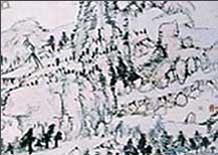 painting of mountain landscape
