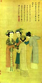painting of a group of women chatting scene